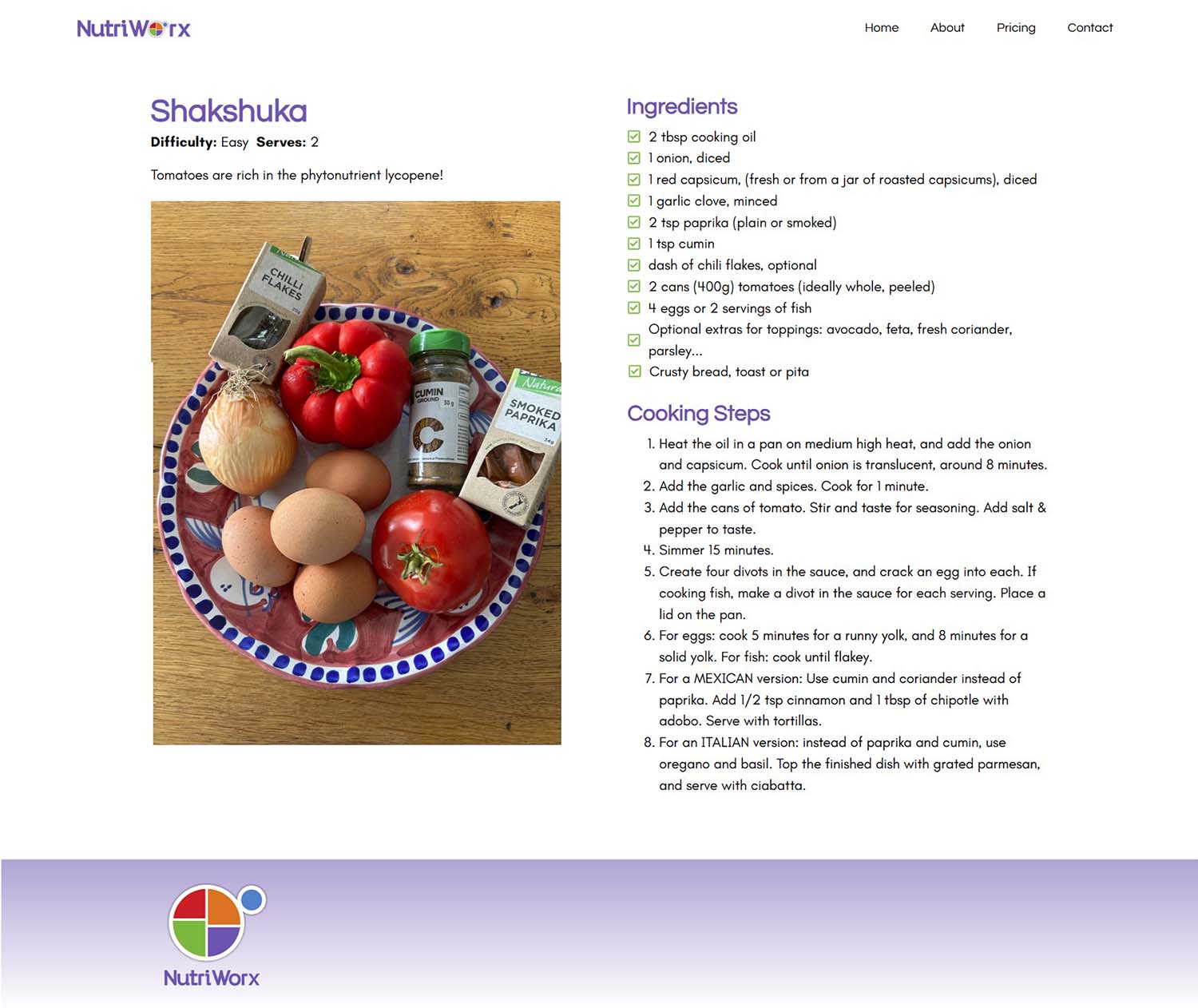 Nutriworx single recipe
