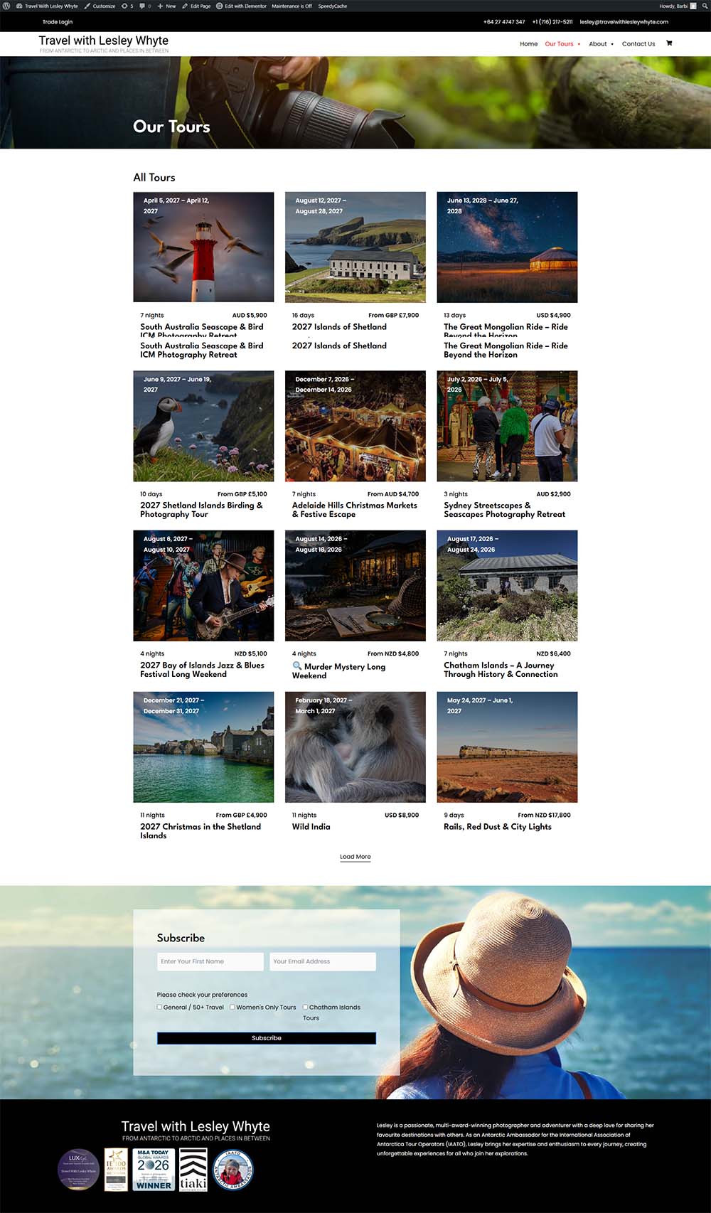 our tours page